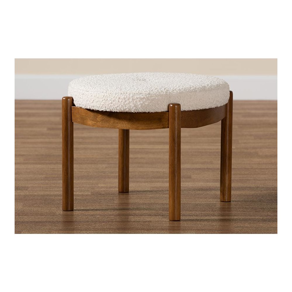 Walnut Brown Finished Rubberwood Ottoman Footstool. Picture 6