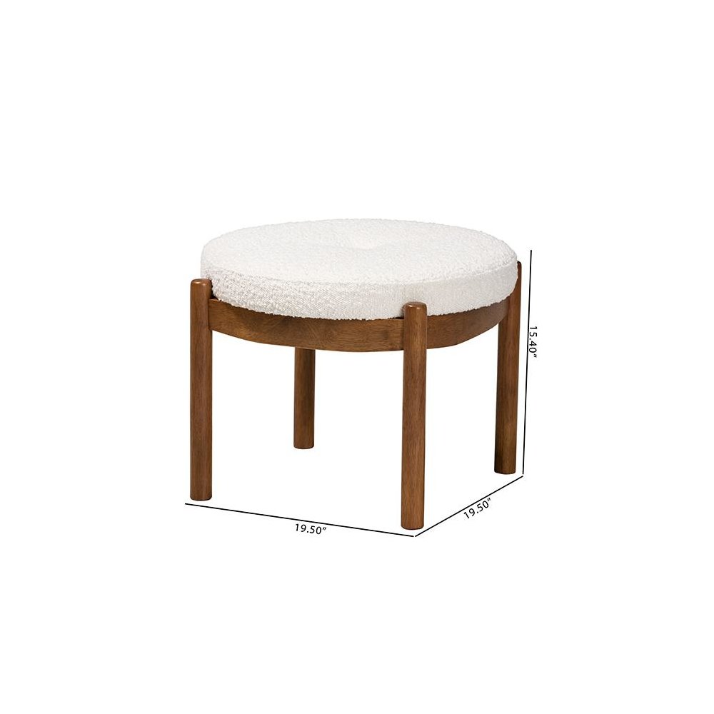 Walnut Brown Finished Rubberwood Ottoman Footstool. Picture 7