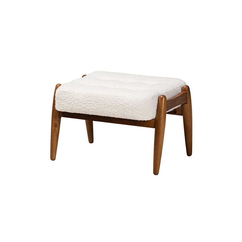 Walnut Brown Finished Rubberwood Ottoman Footstool. Picture 1