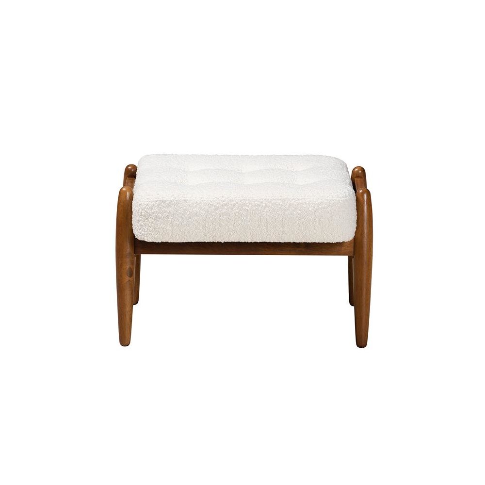 Walnut Brown Finished Rubberwood Ottoman Footstool. Picture 2