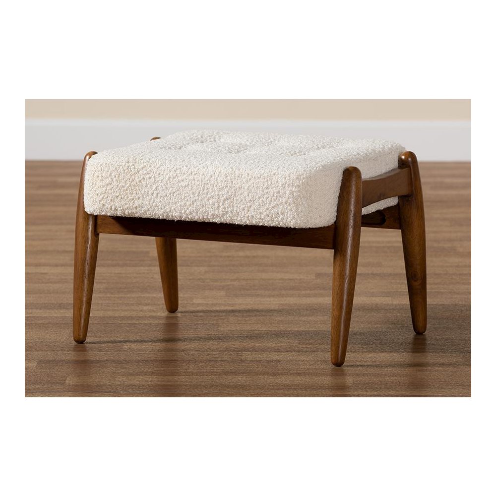 Walnut Brown Finished Rubberwood Ottoman Footstool. Picture 7