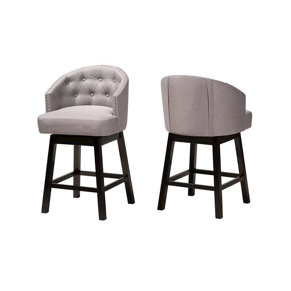 Espresso Brown Finished Wood 2-Piece Swivel Counter Stool Set. Picture 1