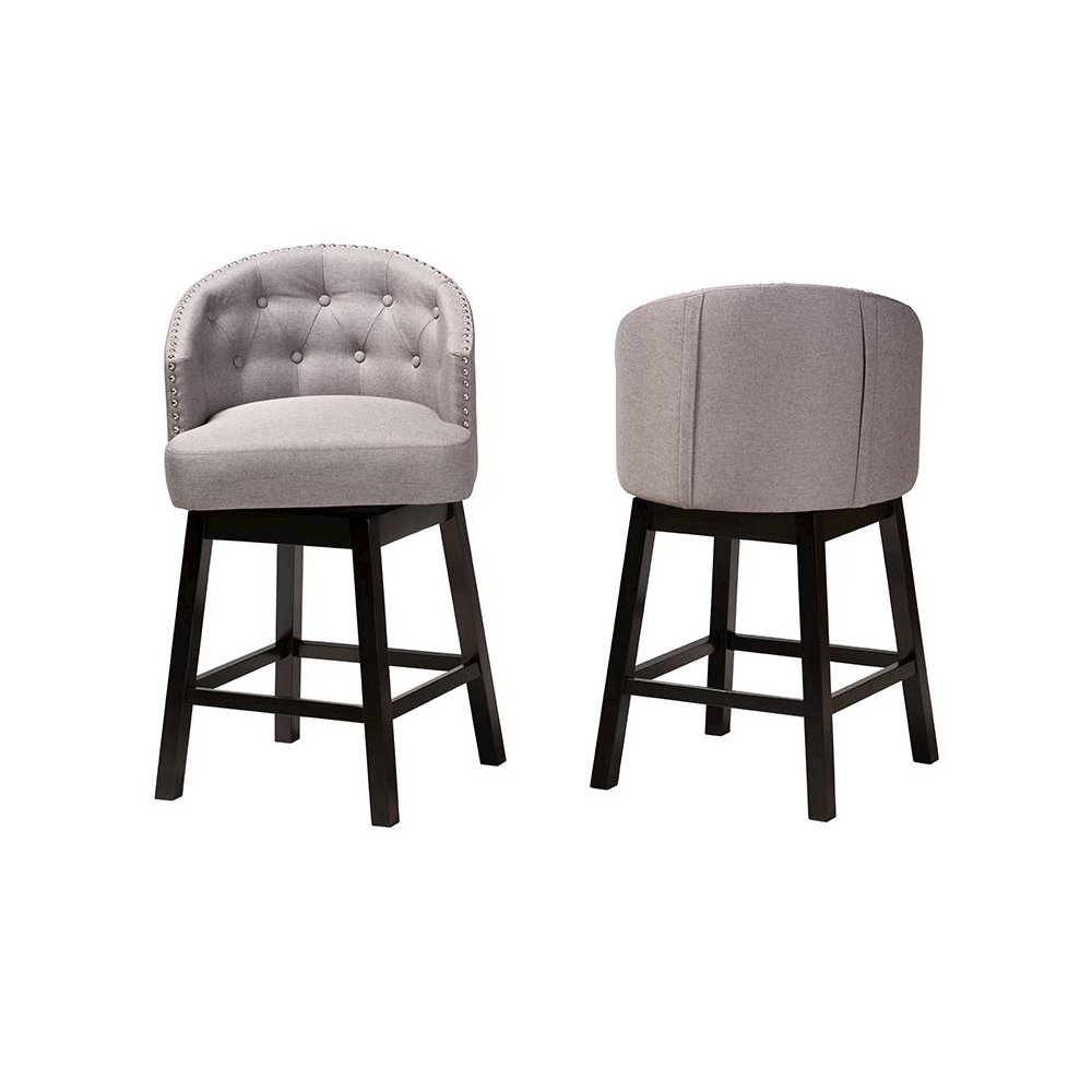Espresso Brown Finished Wood 2-Piece Swivel Counter Stool Set. Picture 2