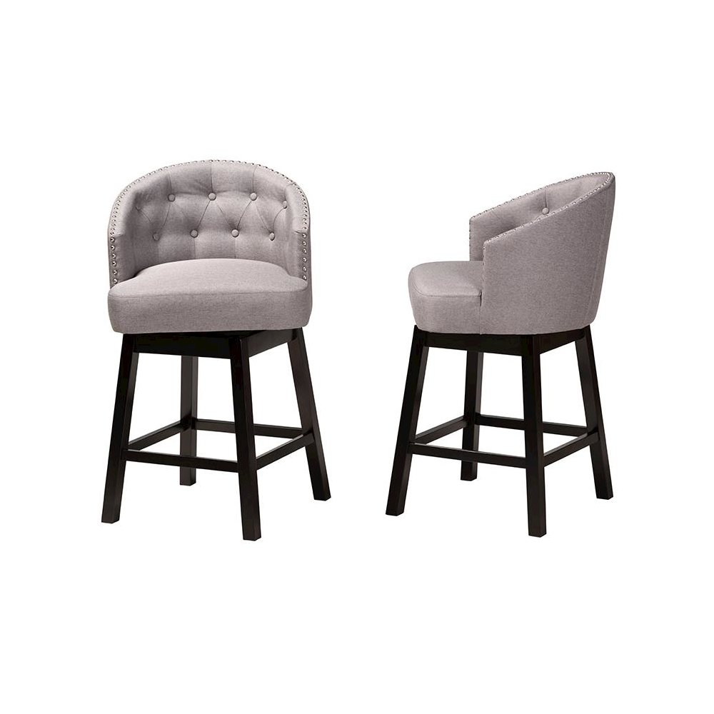 Espresso Brown Finished Wood 2-Piece Swivel Counter Stool Set. Picture 3
