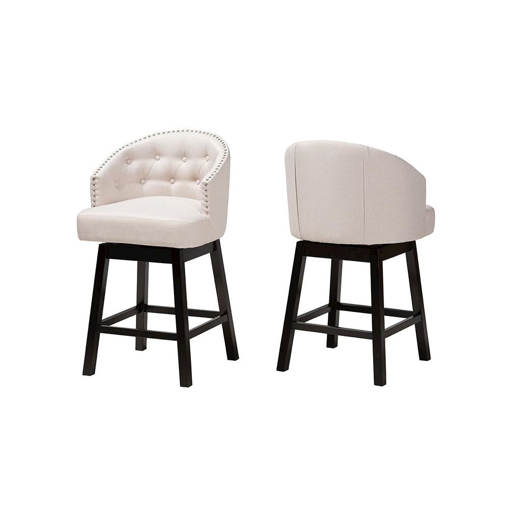 Espresso Brown Finished Wood 2-Piece Swivel Counter Stool Set. Picture 1