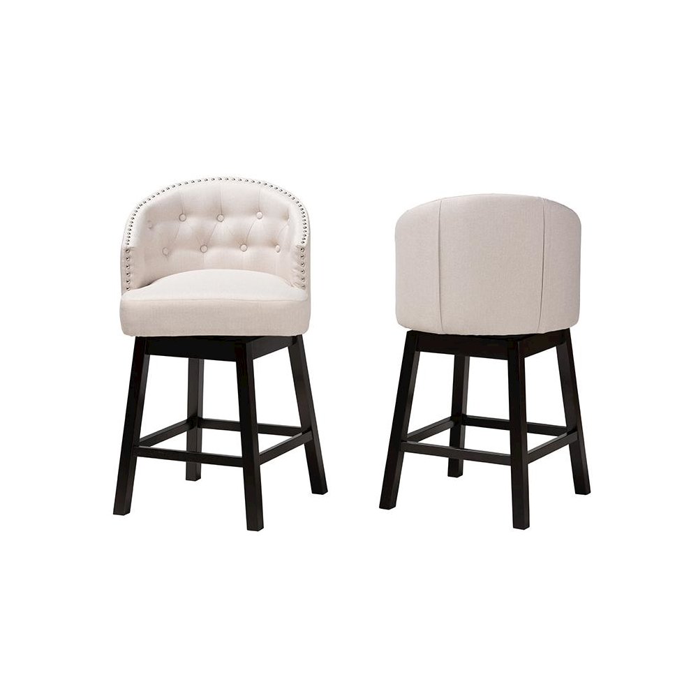 Espresso Brown Finished Wood 2-Piece Swivel Counter Stool Set. Picture 2