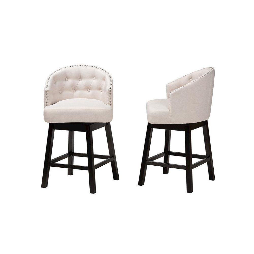 Espresso Brown Finished Wood 2-Piece Swivel Counter Stool Set. Picture 3