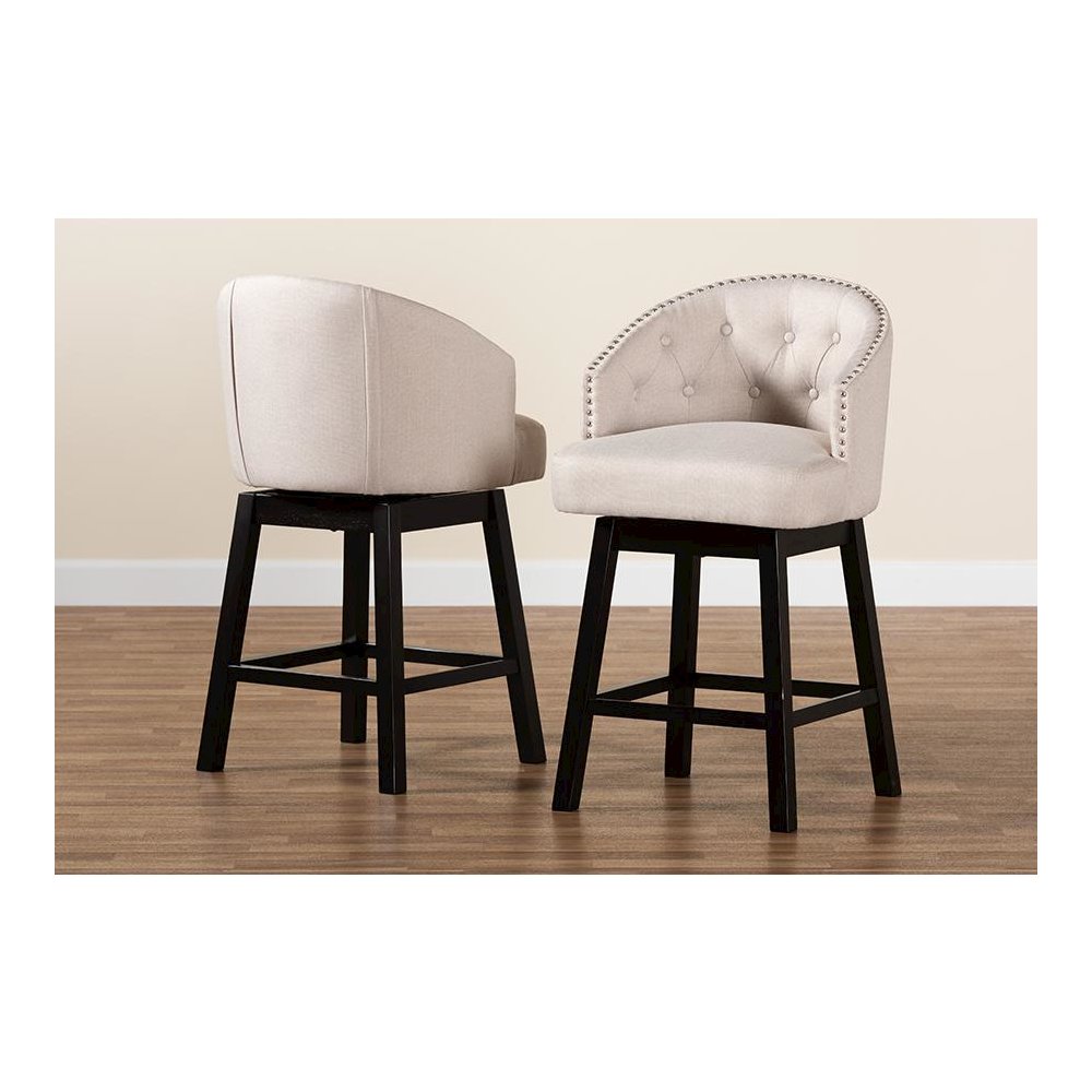 Espresso Brown Finished Wood 2-Piece Swivel Counter Stool Set. Picture 8