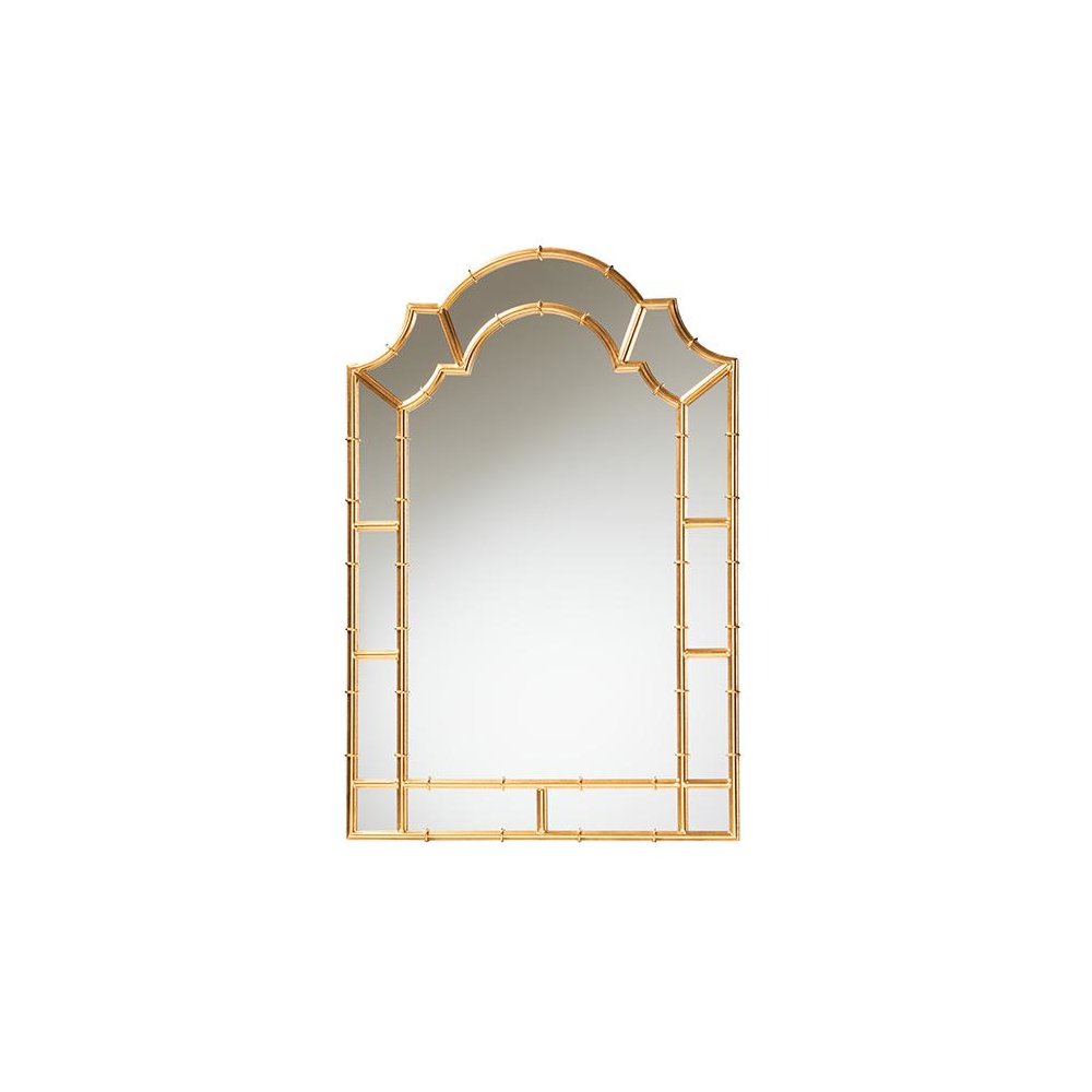 Bedivere Modern Glam and Luxe Antique Goldleaf Metal Accent Wall Mirror. Picture 1
