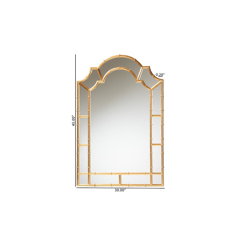 Bedivere Modern Glam and Luxe Antique Goldleaf Metal Accent Wall Mirror. Picture 4