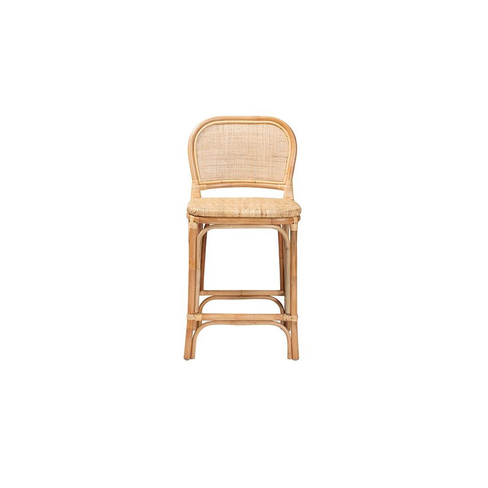 bali & pari Adrena Modern Bohemian Natural Brown Rattan Counter Stool. Picture 2