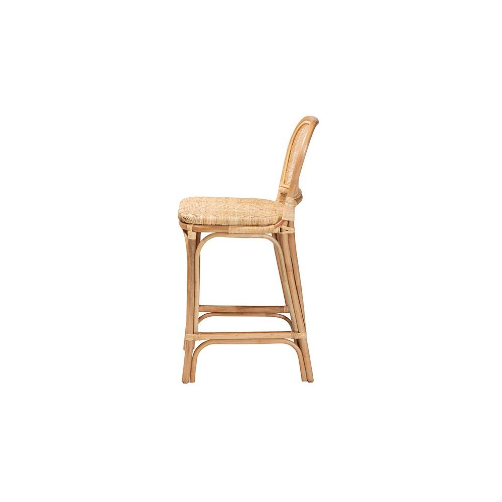 bali & pari Adrena Modern Bohemian Natural Brown Rattan Counter Stool. Picture 3