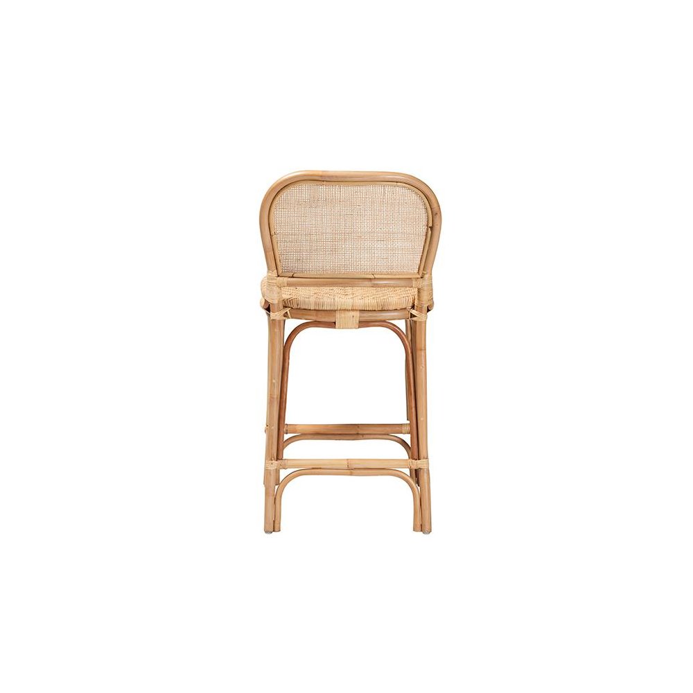 bali & pari Adrena Modern Bohemian Natural Brown Rattan Counter Stool. Picture 4
