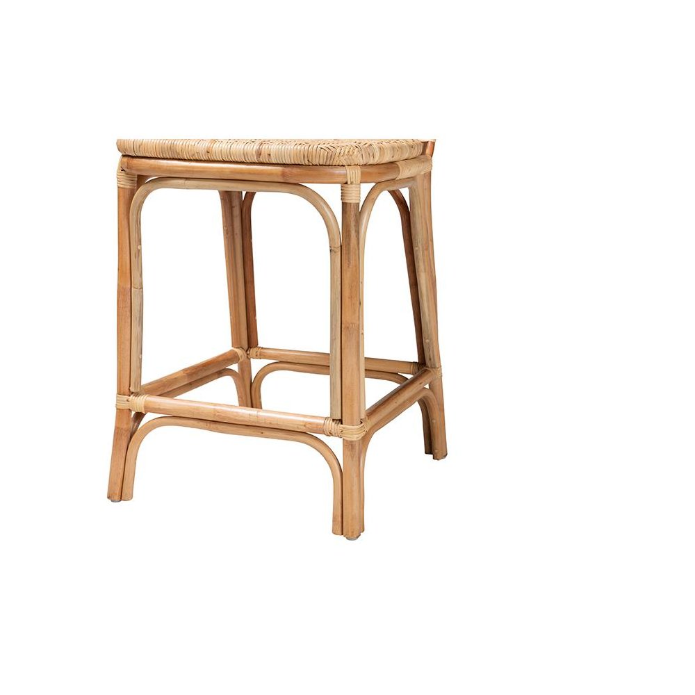 bali & pari Adrena Modern Bohemian Natural Brown Rattan Counter Stool. Picture 6
