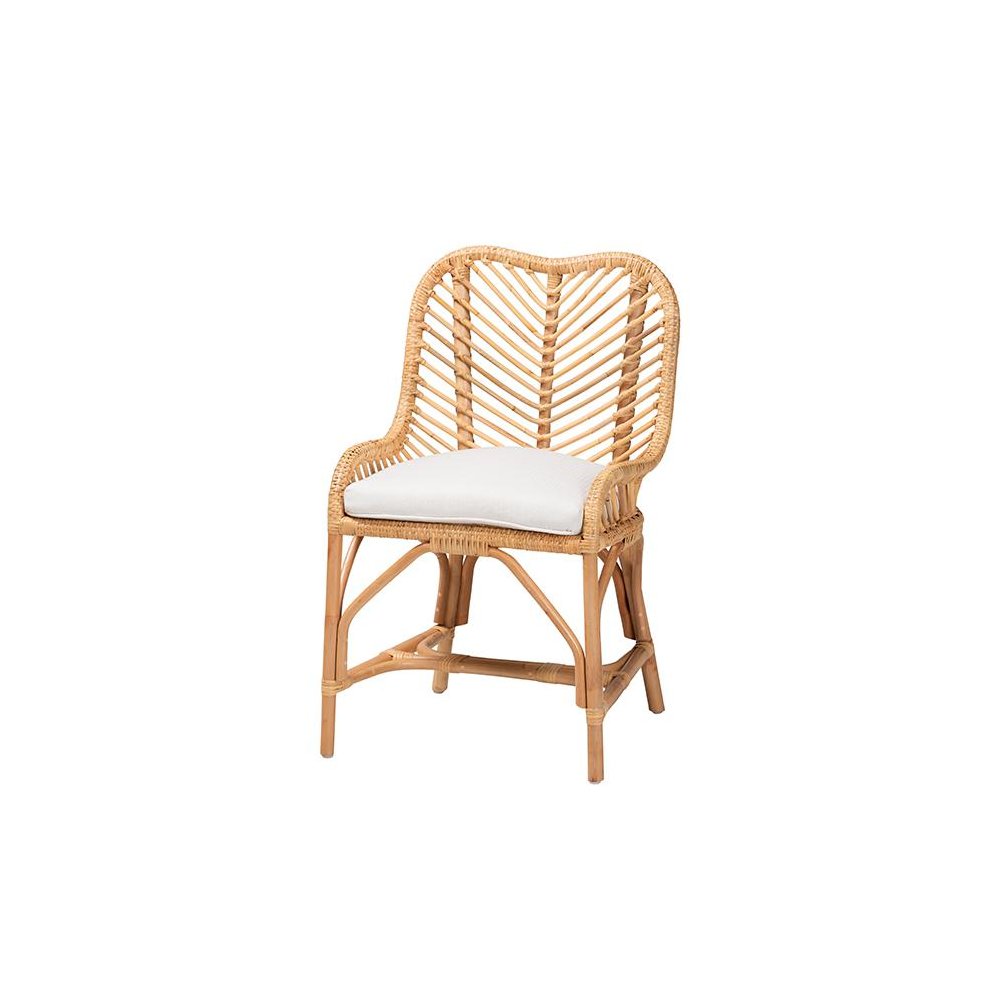 bali & pari Arween Modern Bohemian Natural Brown Rattan Dining Chair. Picture 1