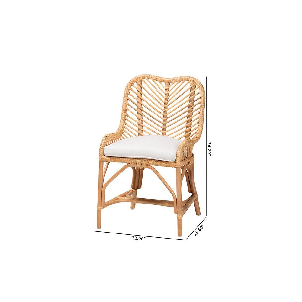 bali & pari Arween Modern Bohemian Natural Brown Rattan Dining Chair. Picture 10