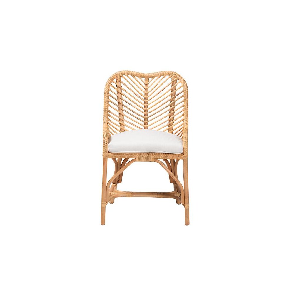 bali & pari Arween Modern Bohemian Natural Brown Rattan Dining Chair. Picture 2