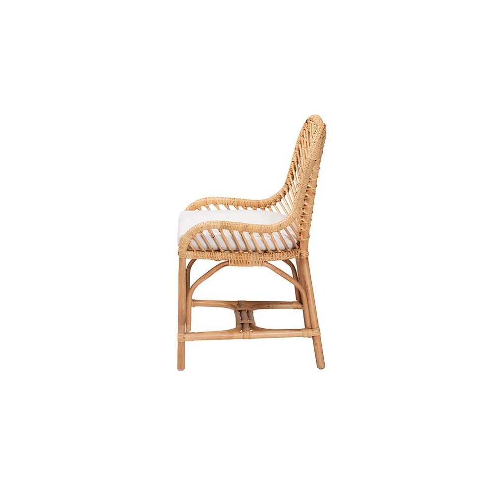 bali & pari Arween Modern Bohemian Natural Brown Rattan Dining Chair. Picture 3