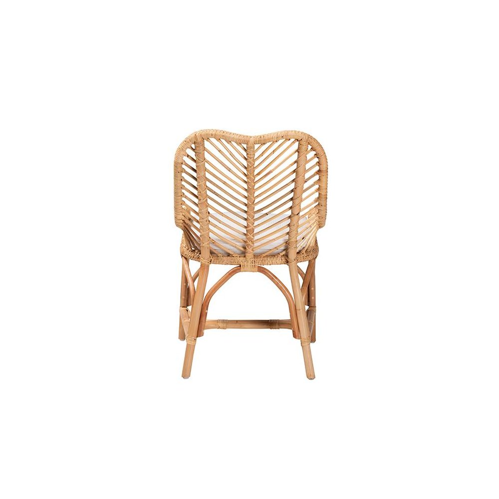 bali & pari Arween Modern Bohemian Natural Brown Rattan Dining Chair. Picture 4