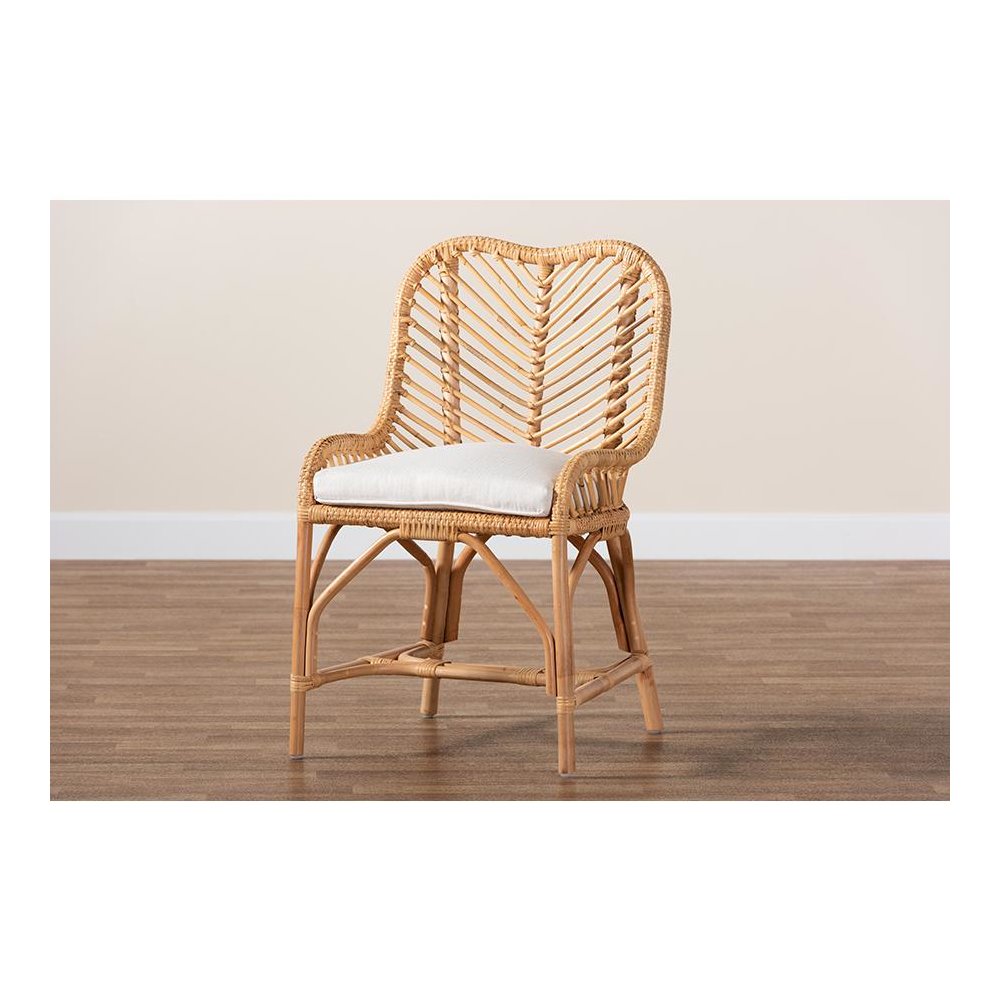 bali & pari Arween Modern Bohemian Natural Brown Rattan Dining Chair. Picture 9
