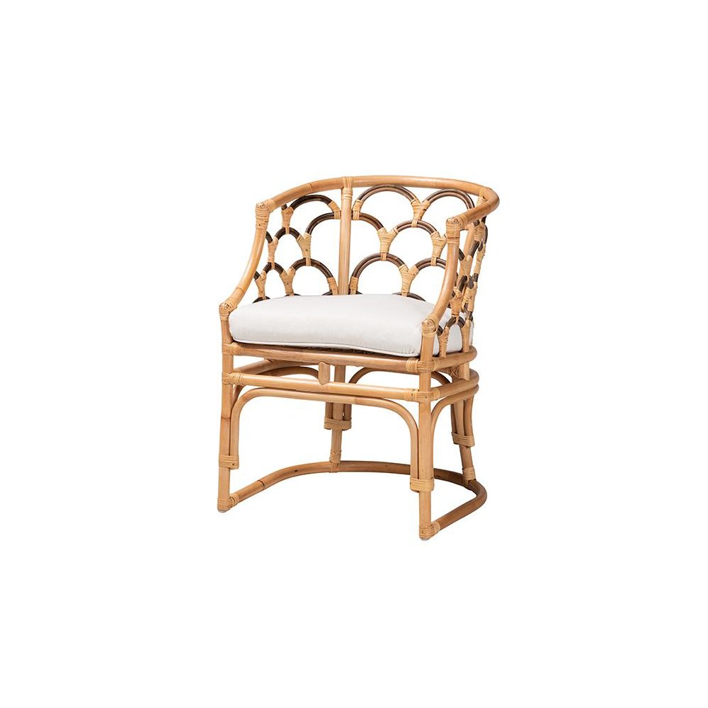 bali & pari Aster Modern Bohemian Natural Brown Rattan Armchair. Picture 1
