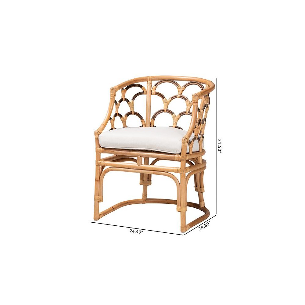 bali & pari Aster Modern Bohemian Natural Brown Rattan Armchair. Picture 10