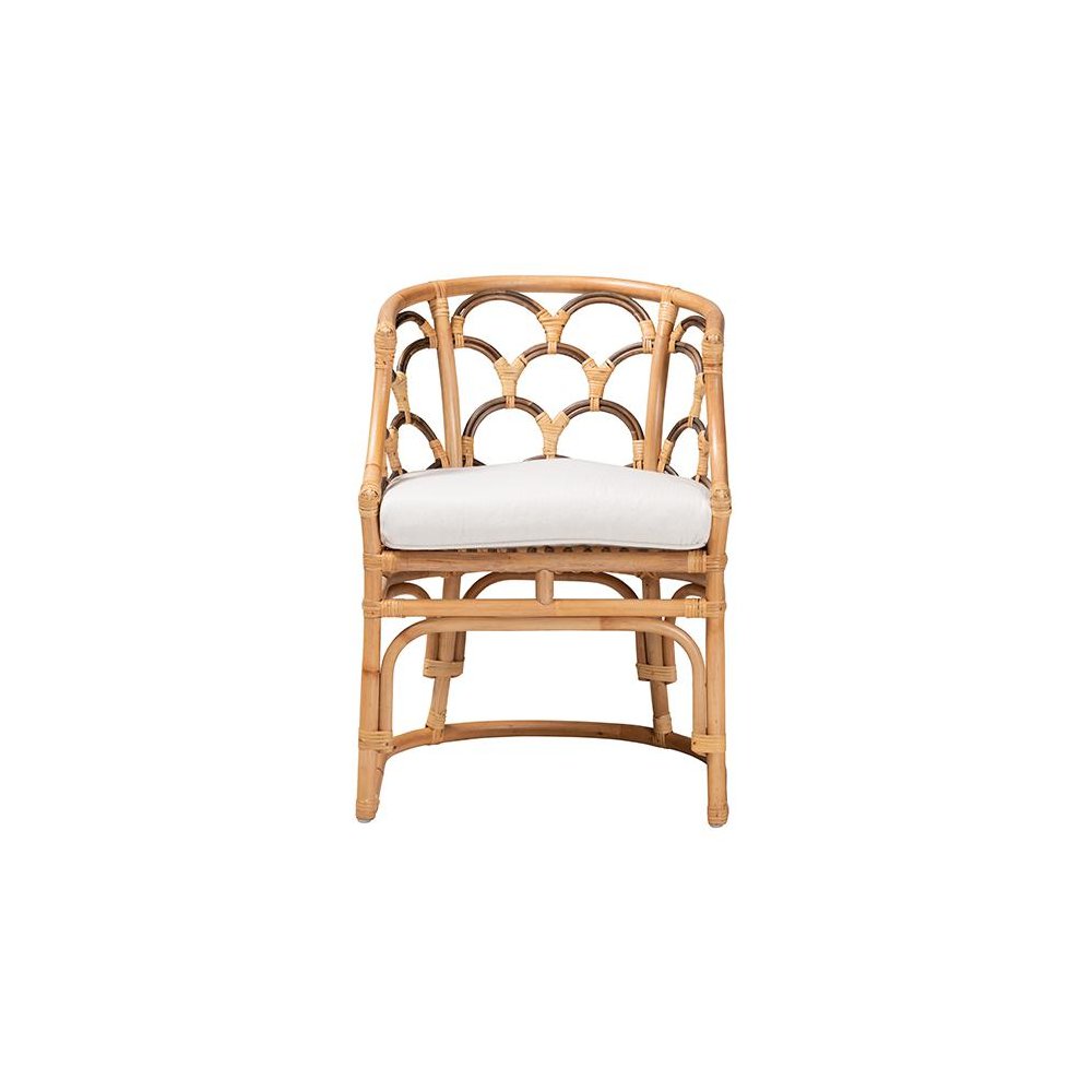 bali & pari Aster Modern Bohemian Natural Brown Rattan Armchair. Picture 2