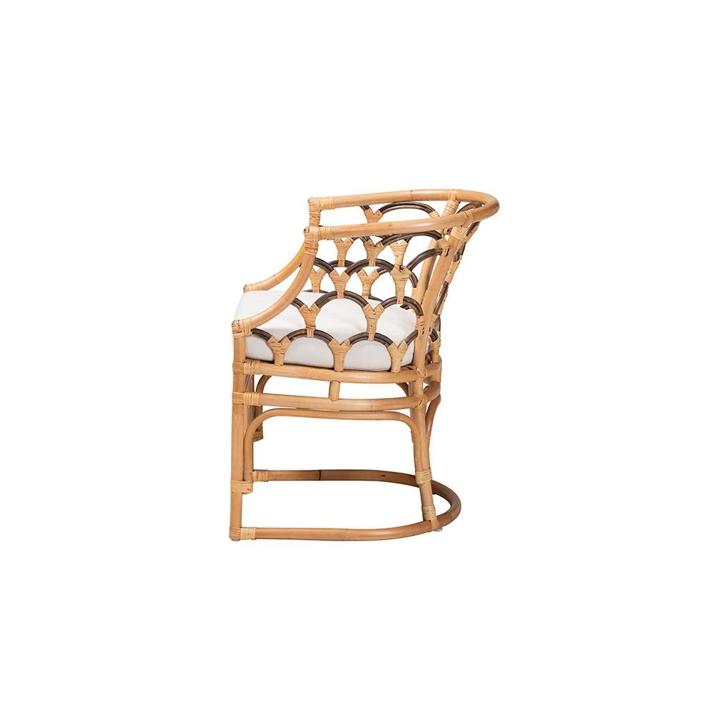 bali & pari Aster Modern Bohemian Natural Brown Rattan Armchair. Picture 3
