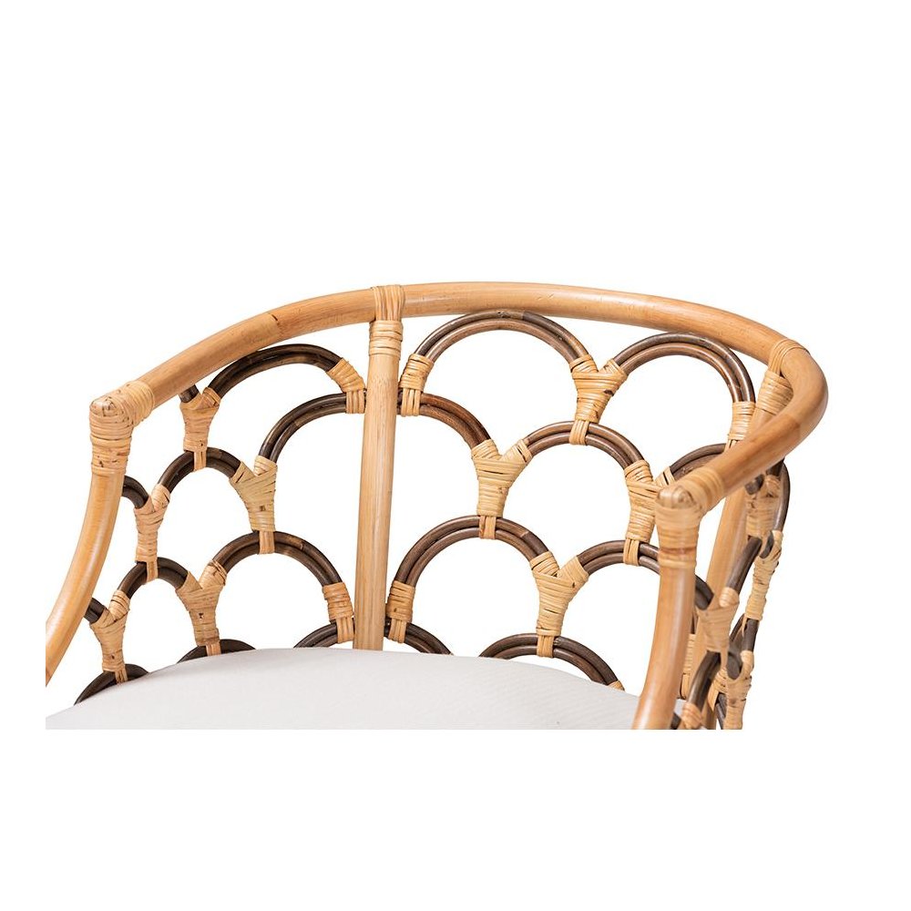 bali & pari Aster Modern Bohemian Natural Brown Rattan Armchair. Picture 5