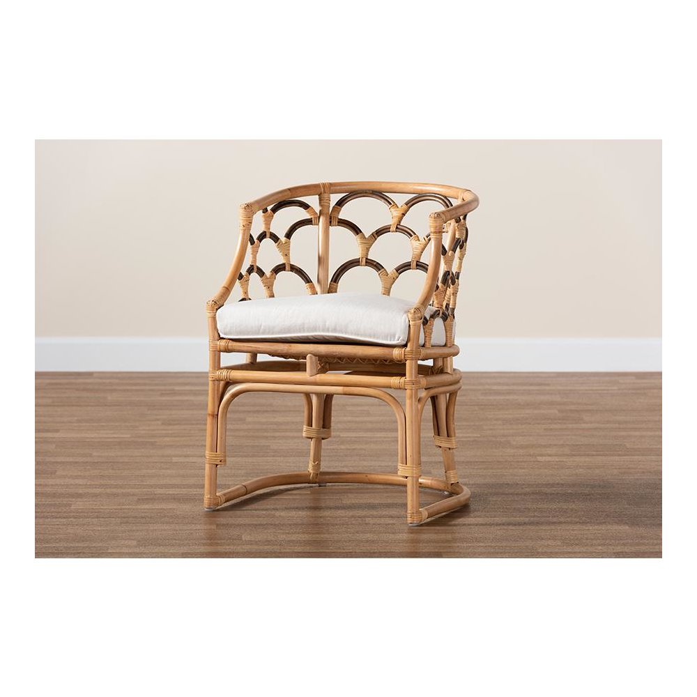 bali & pari Aster Modern Bohemian Natural Brown Rattan Armchair. Picture 9