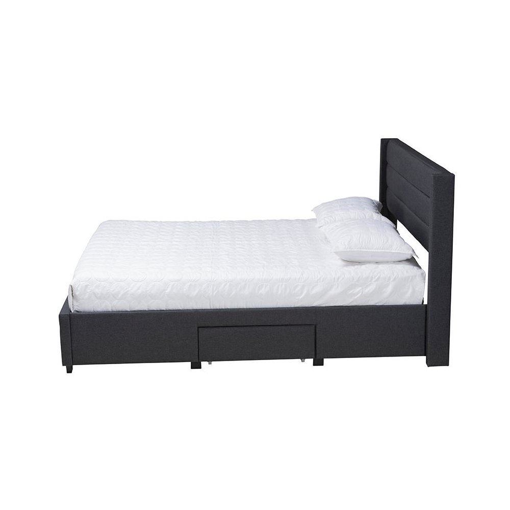 Dark Brown Finished Wood Full Size 3-Drawer Storage Platform Bed. Picture 3