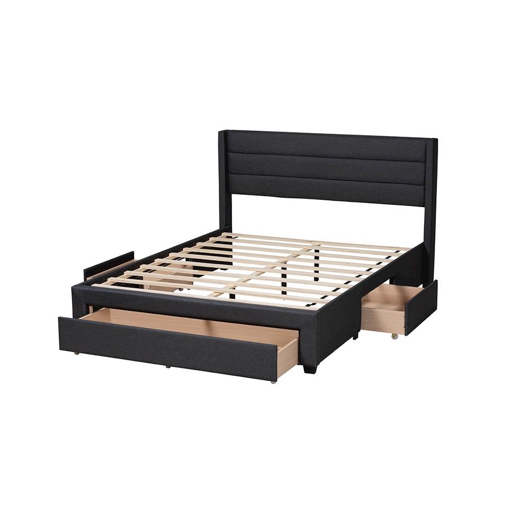 Dark Brown Finished Wood Full Size 3-Drawer Storage Platform Bed. Picture 5
