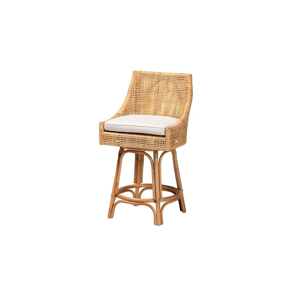 bali & pari Bella Modern Bohemian Natural Brown Rattan Counter Stool. Picture 1