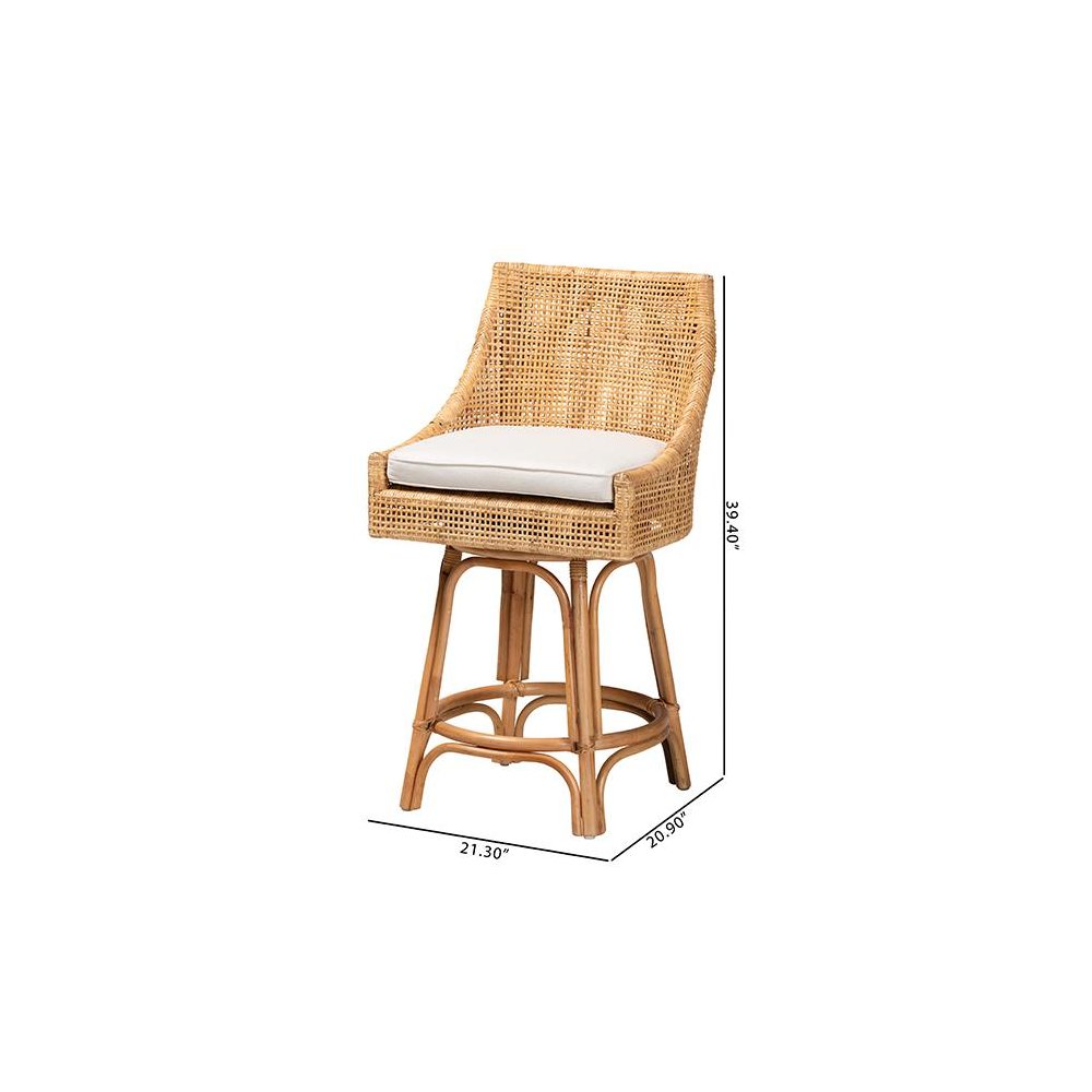 bali & pari Bella Modern Bohemian Natural Brown Rattan Counter Stool. Picture 10