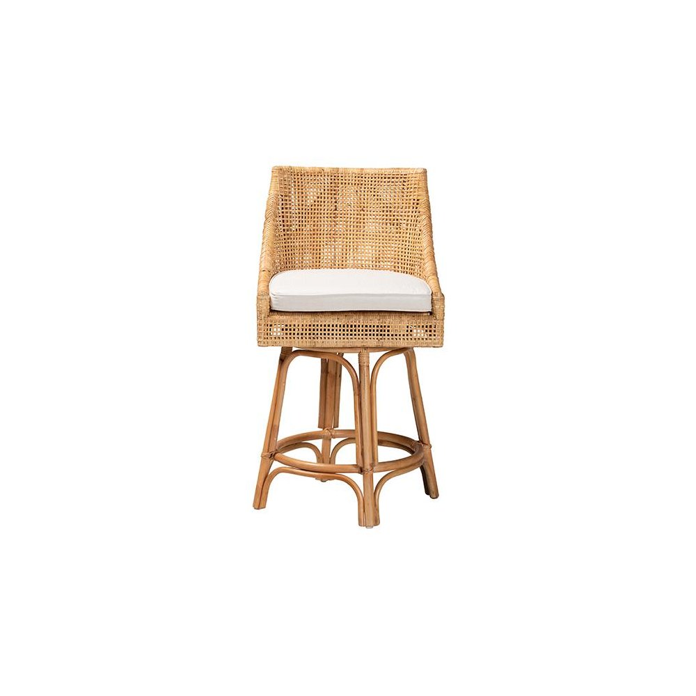 bali & pari Bella Modern Bohemian Natural Brown Rattan Counter Stool. Picture 2