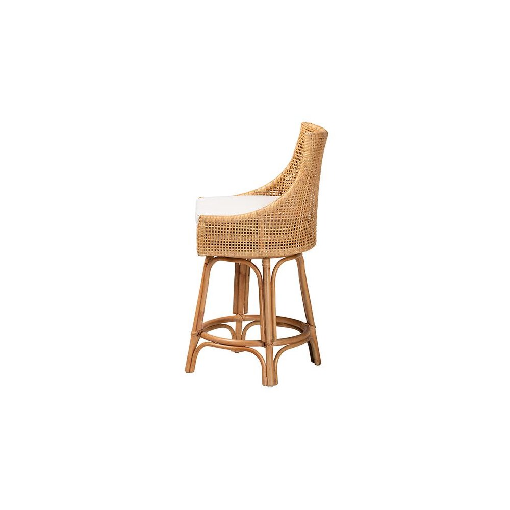 bali & pari Bella Modern Bohemian Natural Brown Rattan Counter Stool. Picture 3