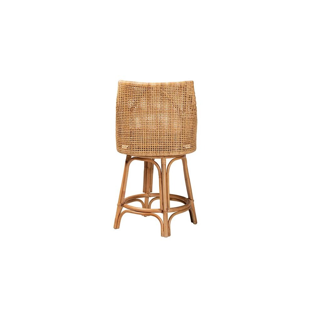 bali & pari Bella Modern Bohemian Natural Brown Rattan Counter Stool. Picture 4