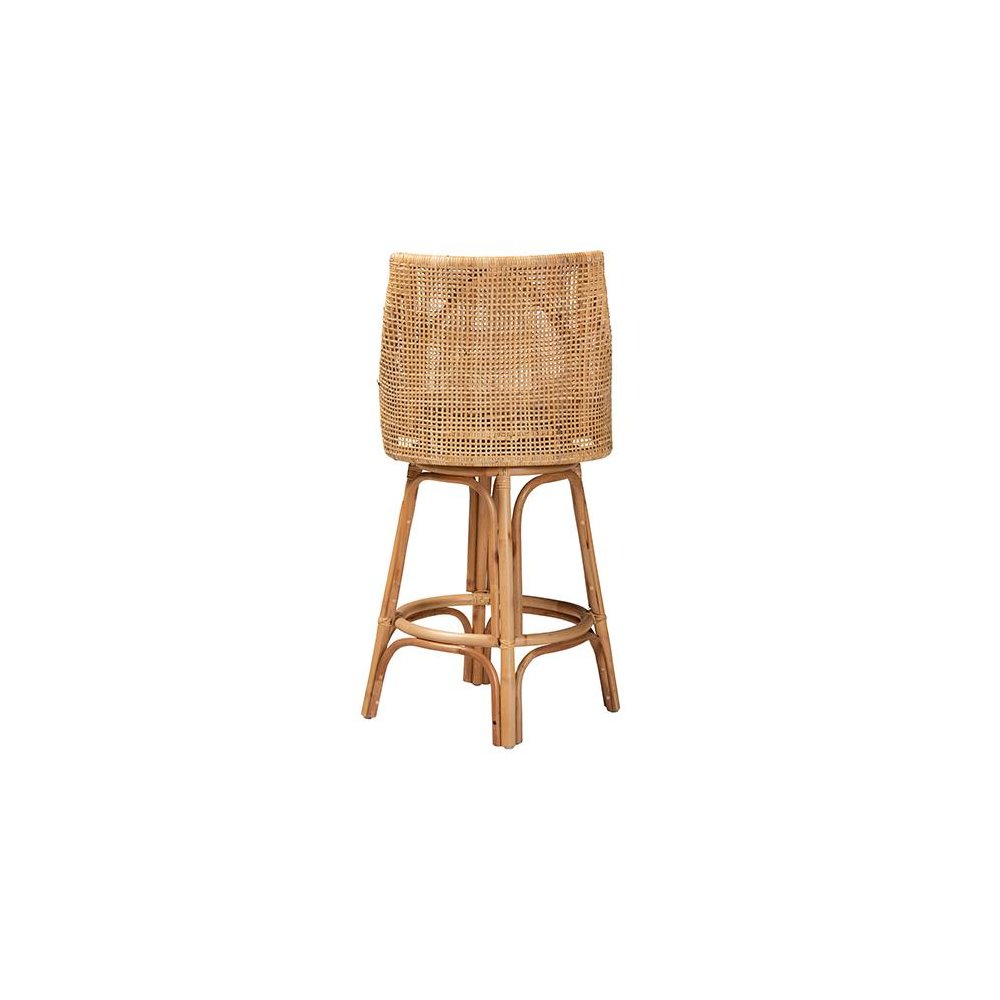 bali & pari Bella Modern Bohemian Natural Brown Rattan Bar Stool. Picture 4