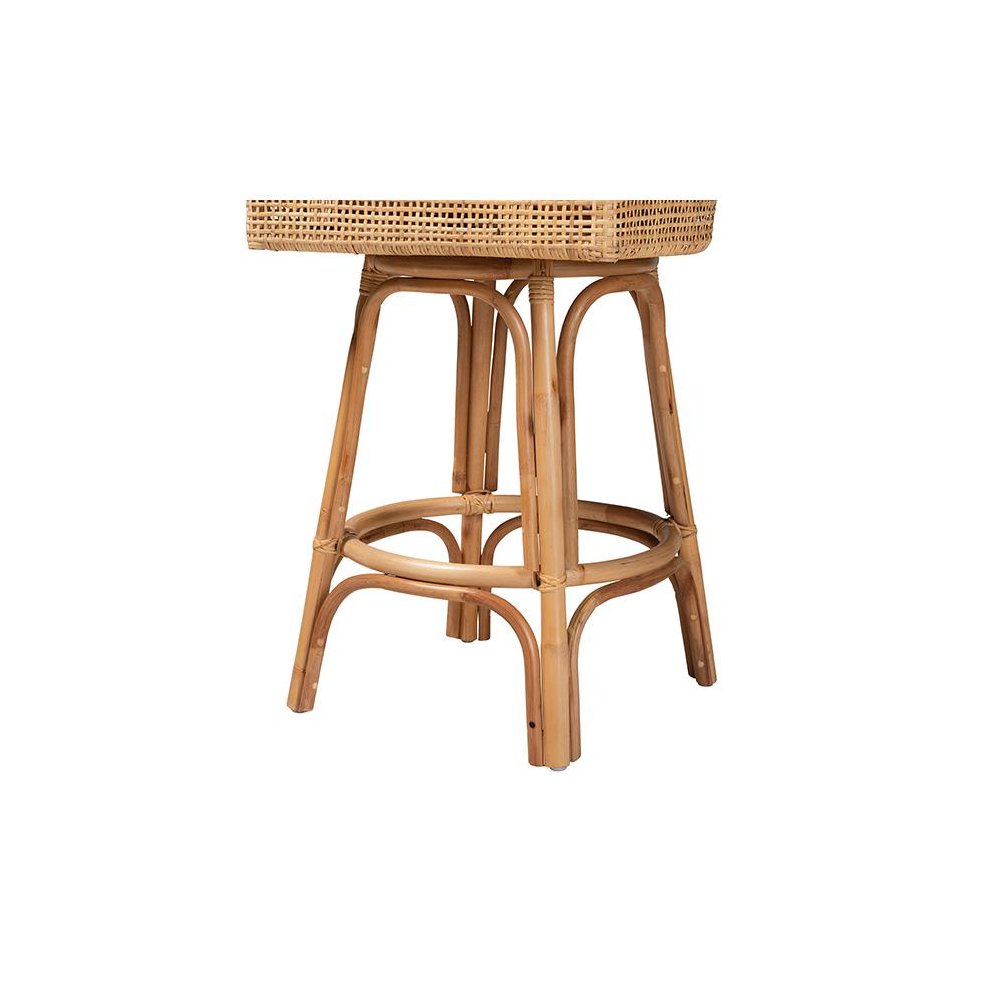 bali & pari Bella Modern Bohemian Natural Brown Rattan Bar Stool. Picture 6