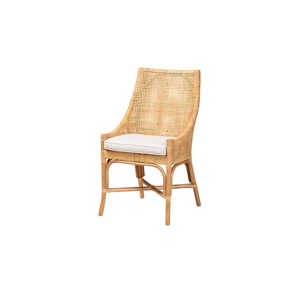bali & pari Bella Modern Bohemian Natural Brown Rattan Dining Chair. Picture 1