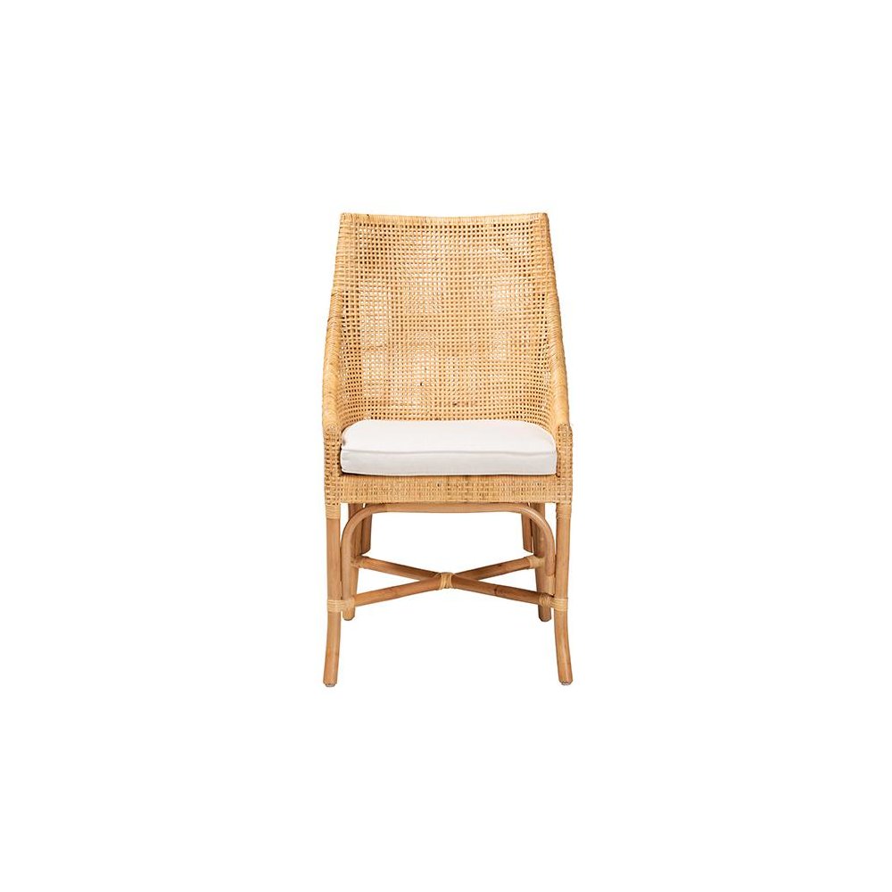 bali & pari Bella Modern Bohemian Natural Brown Rattan Dining Chair. Picture 2