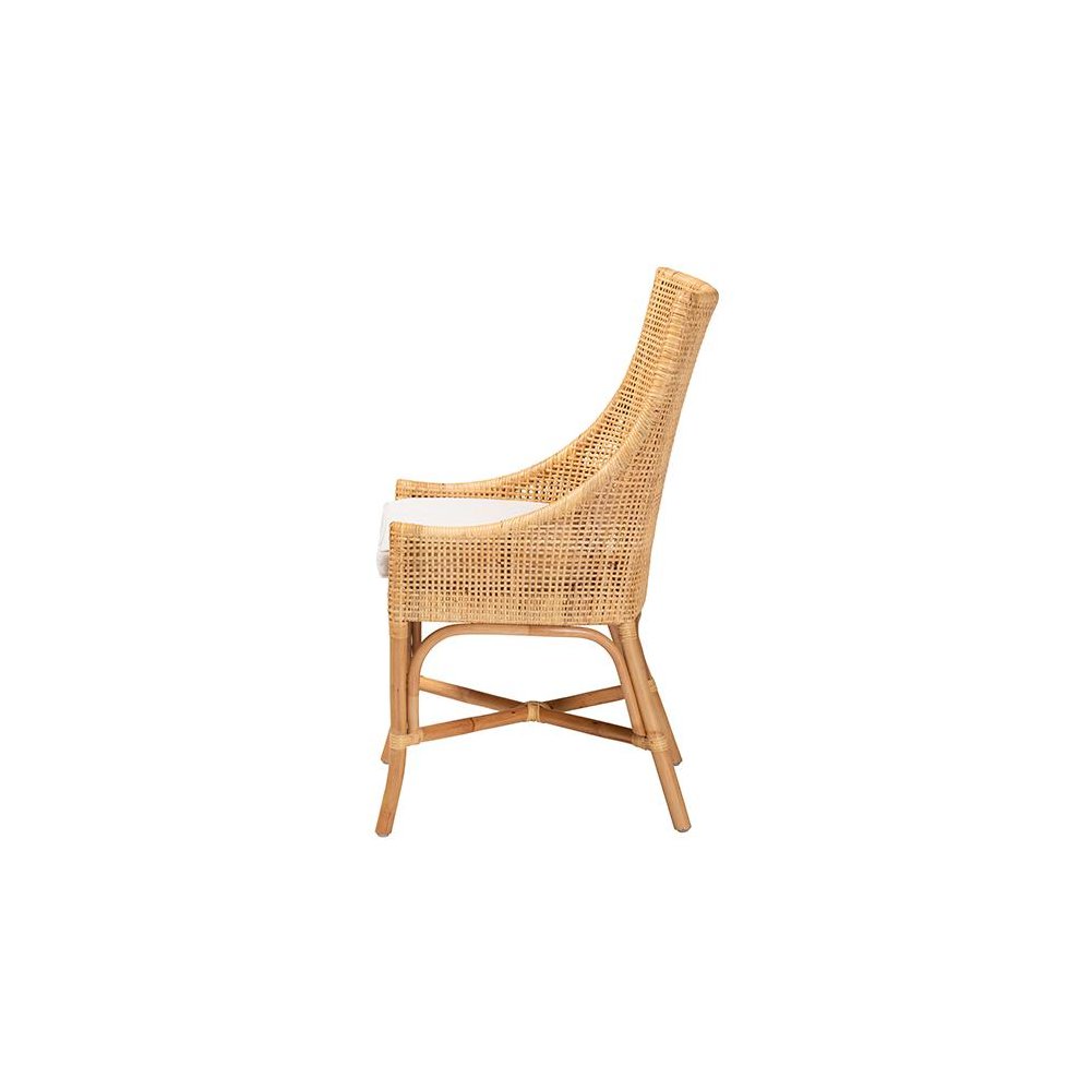 bali & pari Bella Modern Bohemian Natural Brown Rattan Dining Chair. Picture 3