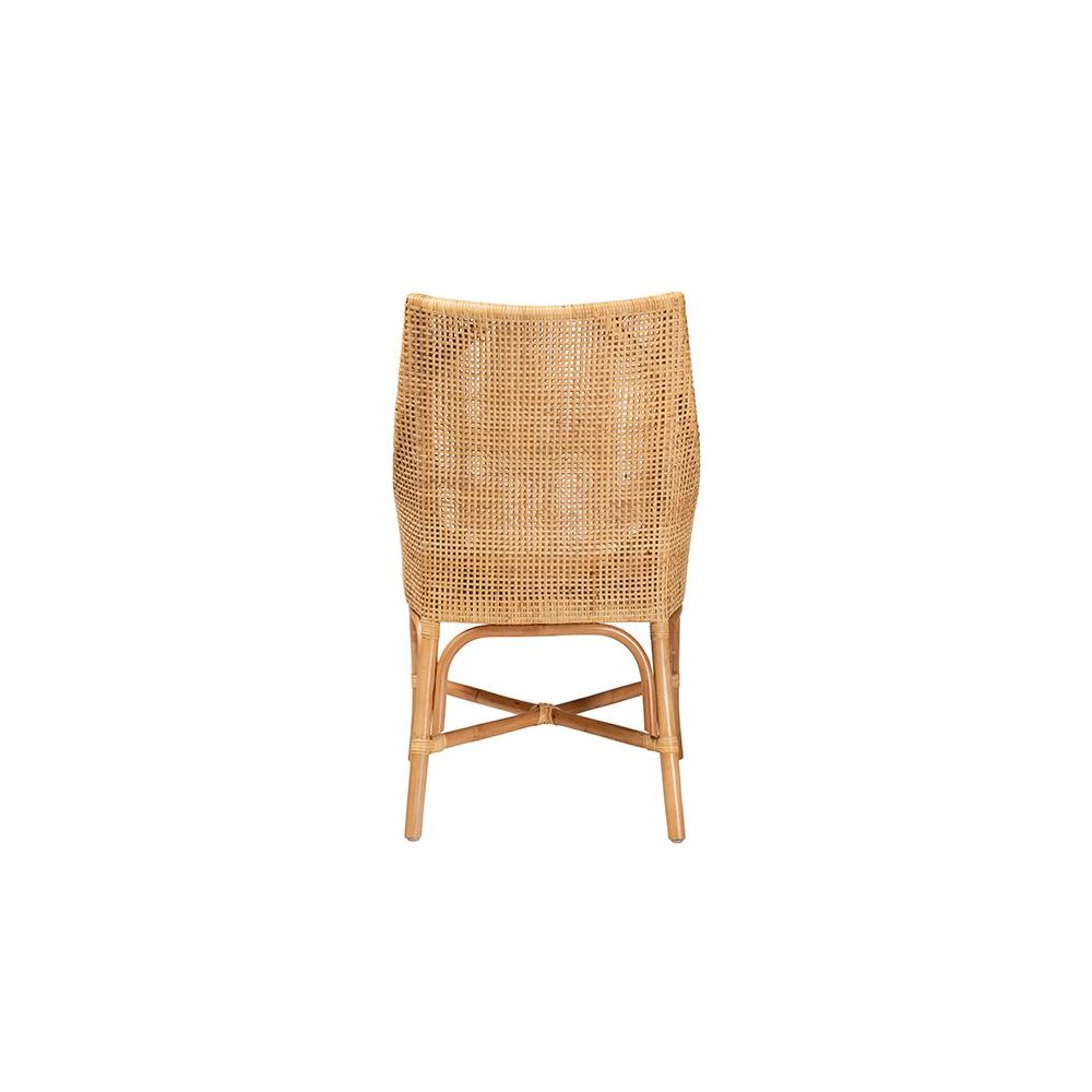 bali & pari Bella Modern Bohemian Natural Brown Rattan Dining Chair. Picture 4