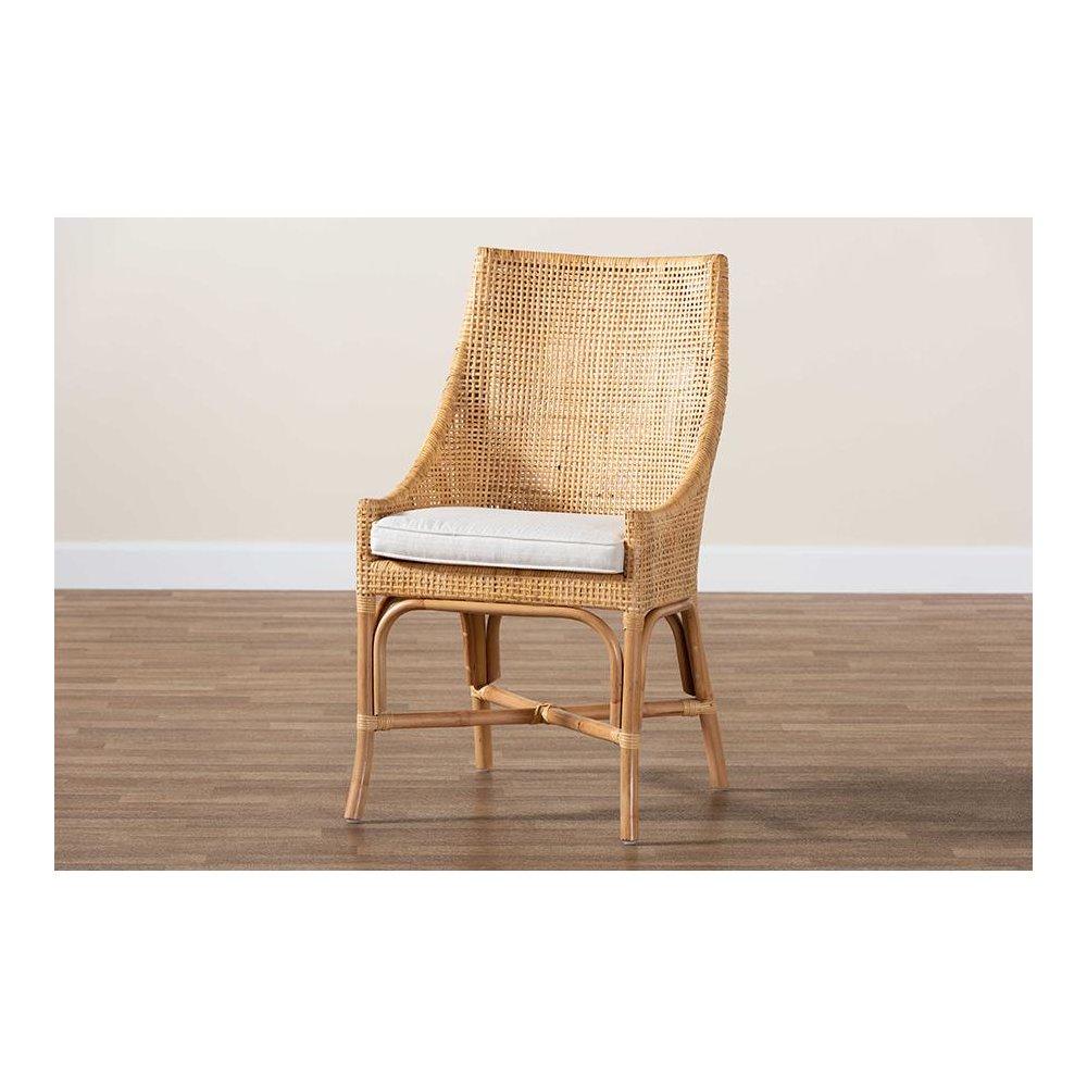 bali & pari Bella Modern Bohemian Natural Brown Rattan Dining Chair. Picture 9