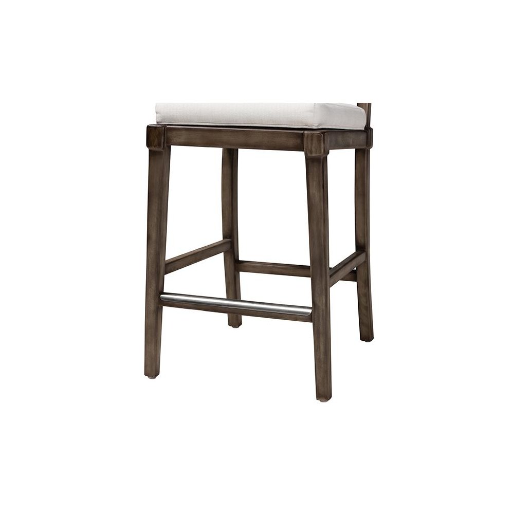 Bohemian Dark Brown Finished Mahogany Wood and Natural Rattan Counter Stool. Picture 6