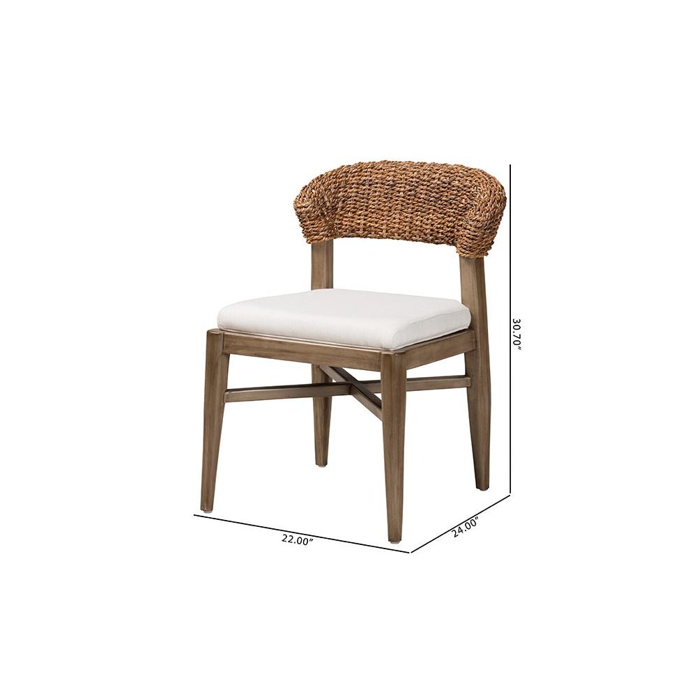 Bohemian Walnut Brown Finished Mahogany Wood and Natural Rattan Dining Chair. Picture 10