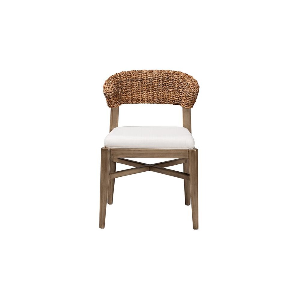 Bohemian Walnut Brown Finished Mahogany Wood and Natural Rattan Dining Chair. Picture 2