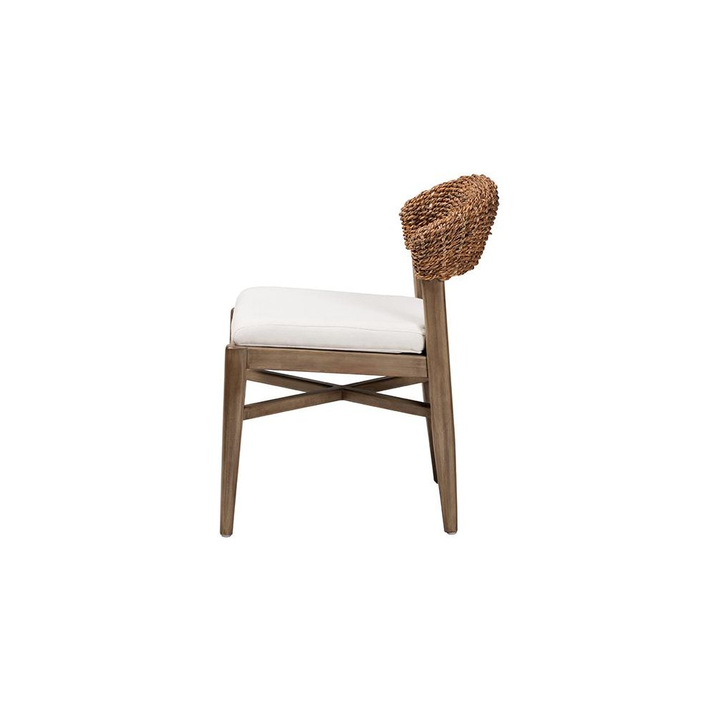 Bohemian Walnut Brown Finished Mahogany Wood and Natural Rattan Dining Chair. Picture 3