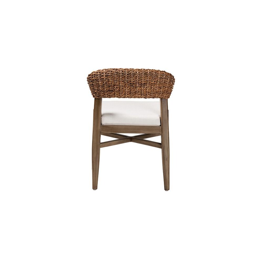 Bohemian Walnut Brown Finished Mahogany Wood and Natural Rattan Dining Chair. Picture 4