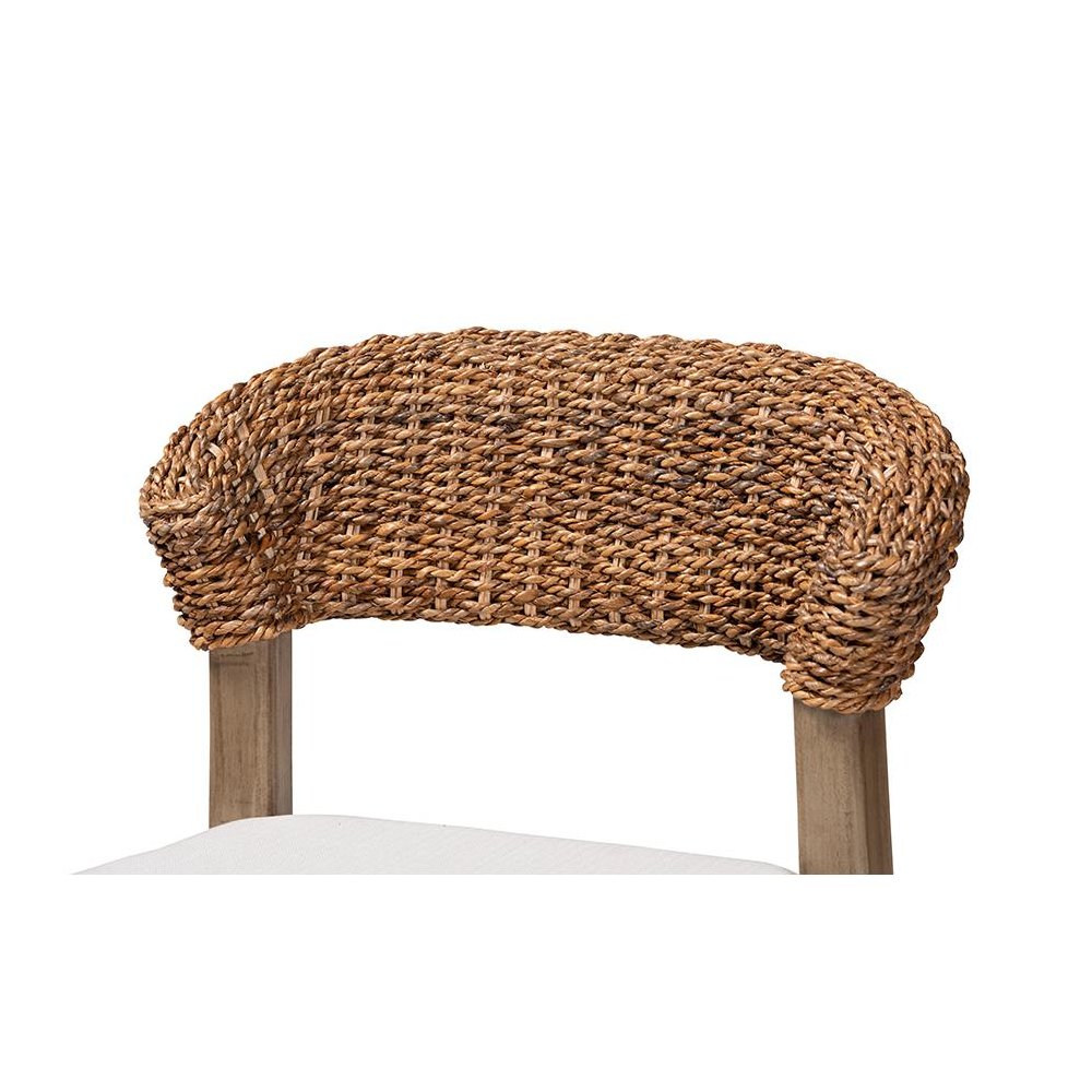 Bohemian Walnut Brown Finished Mahogany Wood and Natural Rattan Dining Chair. Picture 5